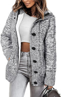 Sidefeel Women's Fleece Lined Hooded Cardigan Sweater - Cozy Winter