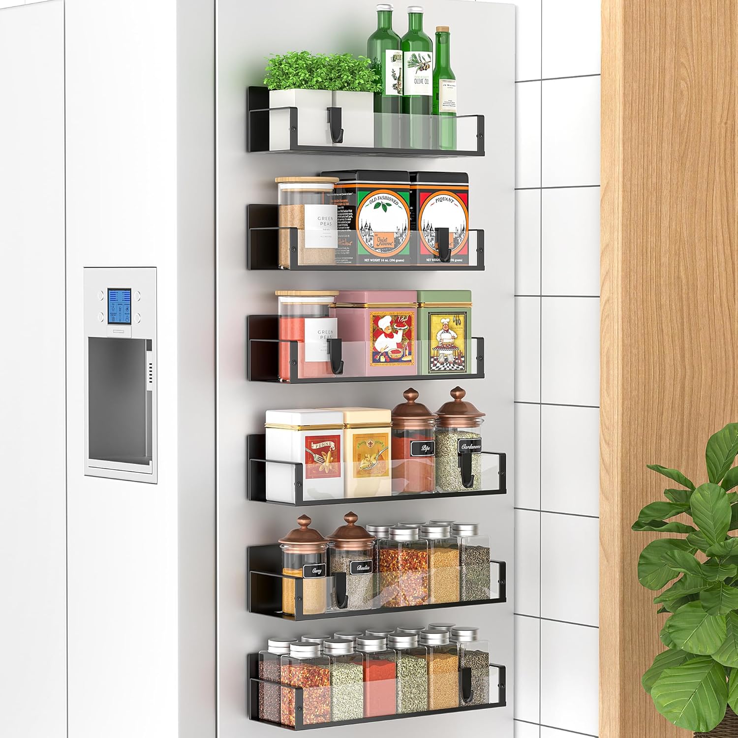 6 Pack Magnetic Spice Storage Rack Organizer for Easy Access