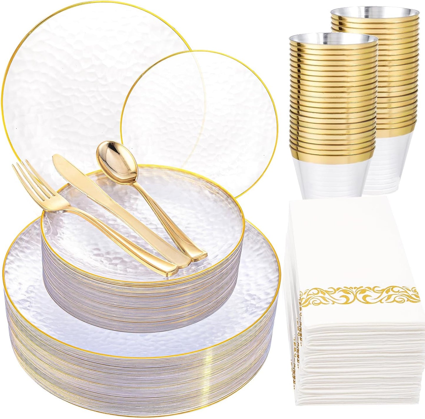 Rubtlamp 175 Pcs Plastic Dinnerware Set for 25 Guests