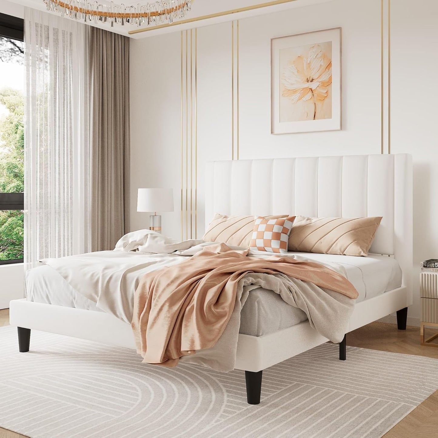 Luxurious Velvet Upholstered Queen Bed Frame for Comfort