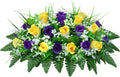 Yellow and Purple Saddle Cemetery Flowers - UV Resistant Tombstone