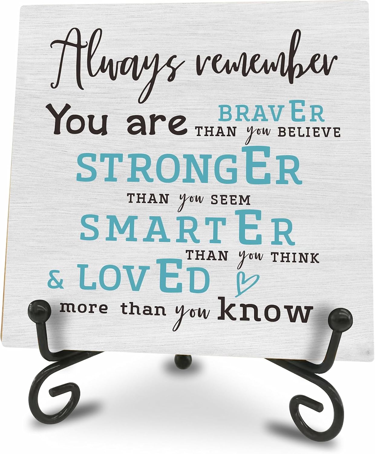 Motivational Wooden Plaque - Inspire Strength & Positivity - Desk Decor (Blue)