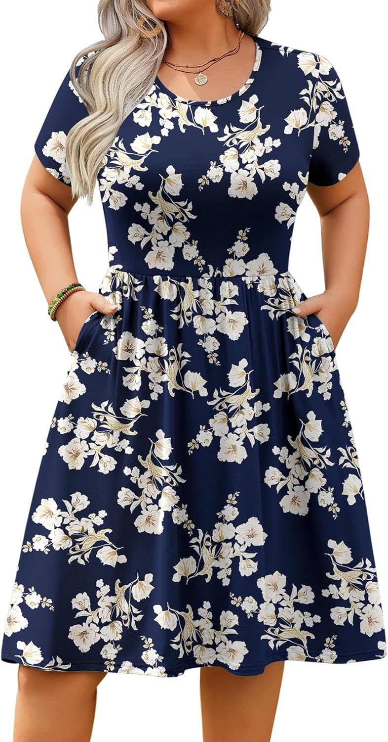 IN'VOLAND Womens Plus Size Summer Dress with Pockets and Style