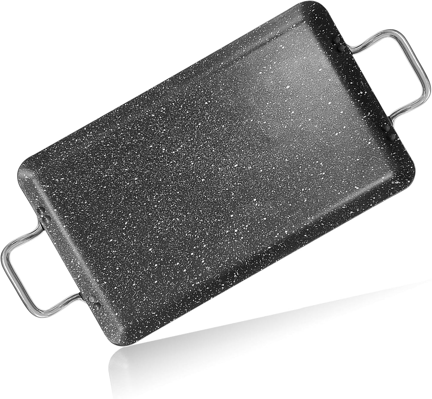 Alpine Cuisine Aluminum Marble Double Griddle Pan for Cooking