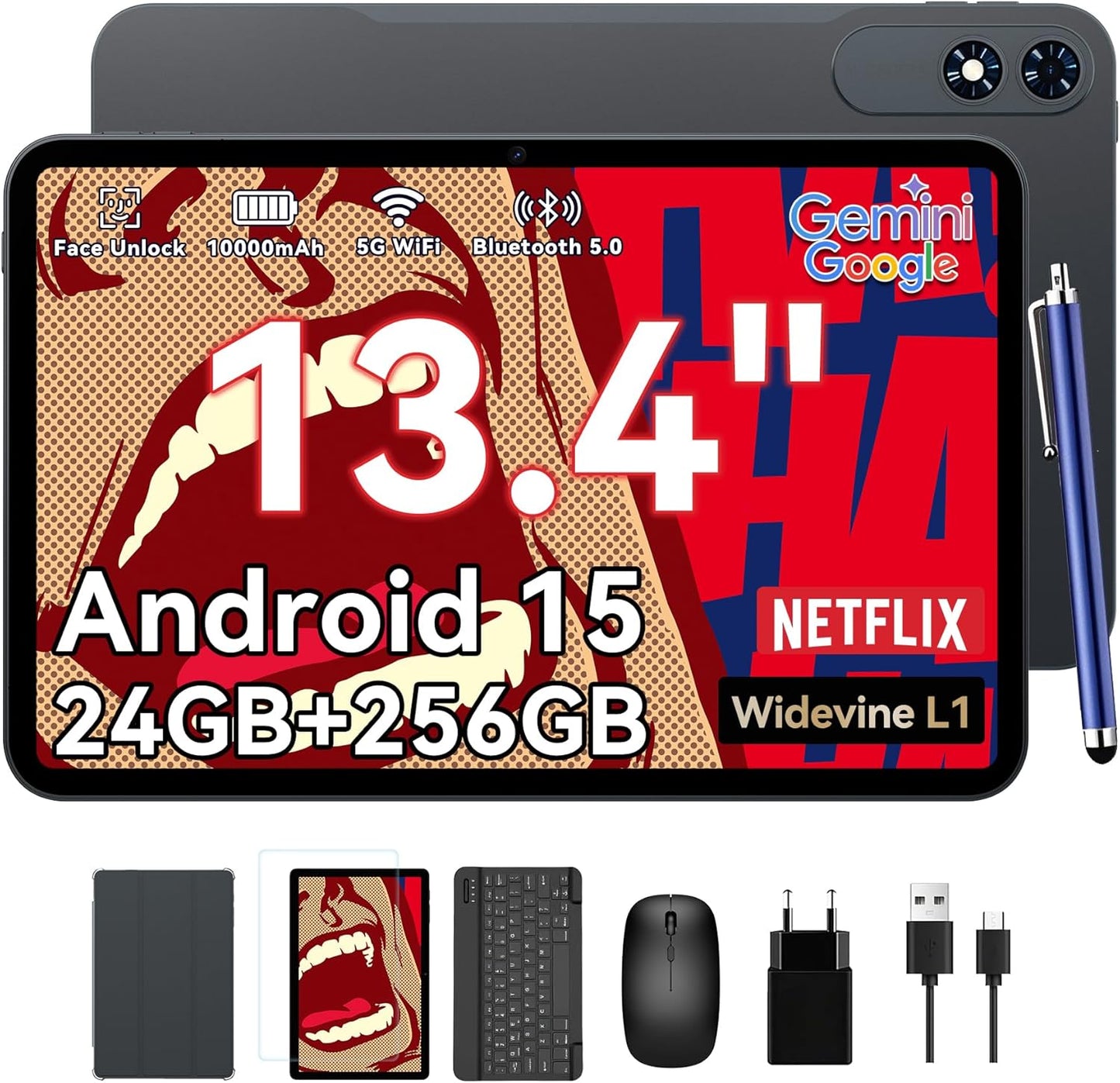 13.4 Inch Large Android Tablet with Gemini AI and 24GB RAM
