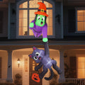 8FT Halloween Witch and Black Cat Roof Inflatable - Giant Yard Decor