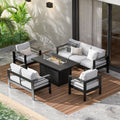 Wisteria Lane Aluminum Patio Furniture Set with Gas Fire Pit - 7 Seats