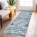 Modern Abstract Runner Rug 2x6 Grey Blue White - Washable Non-Slip
