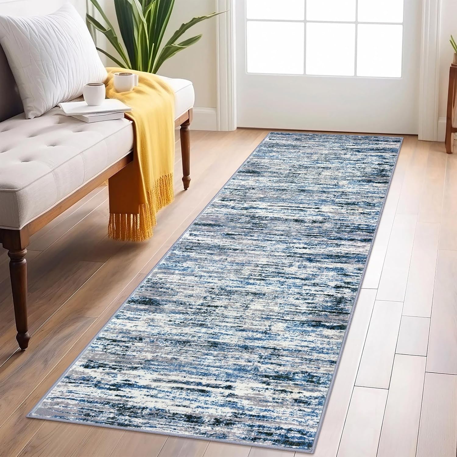 Modern Abstract Runner Rug 2x6 for Kitchen and Hallway Decor