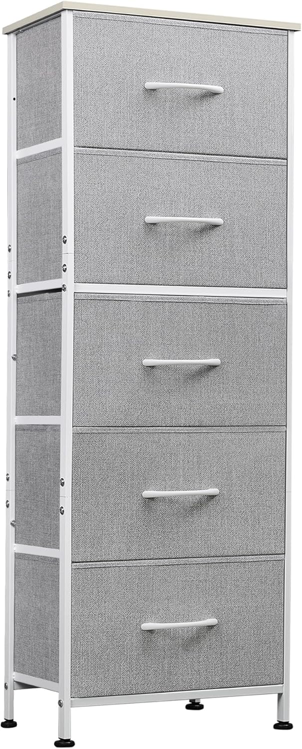 WLIVE Fabric Dresser: 5-Drawer Tall Storage Organizer for Home