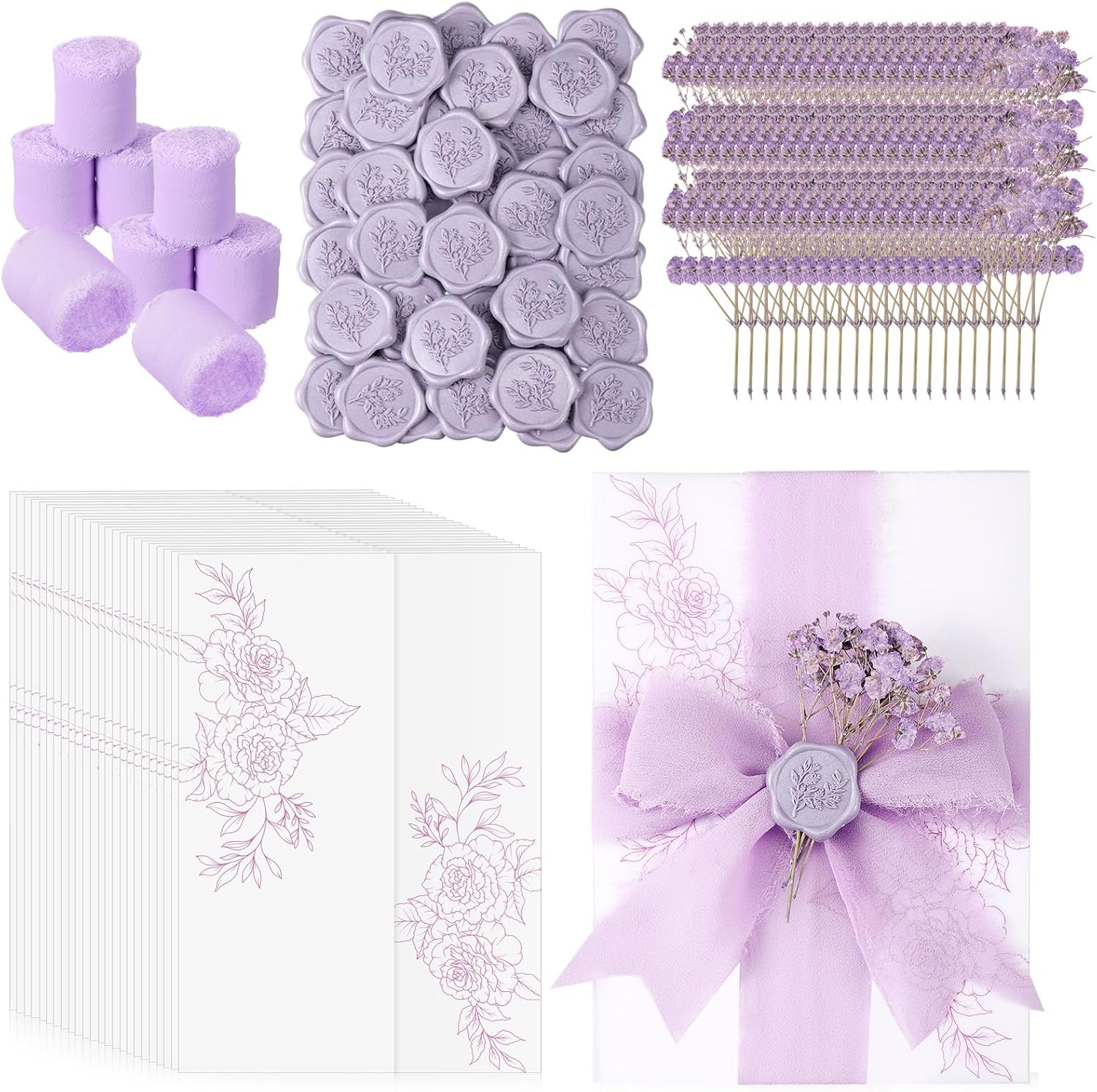 Elegant 50 Sets Wedding Invitations Wraps Set for Special Events