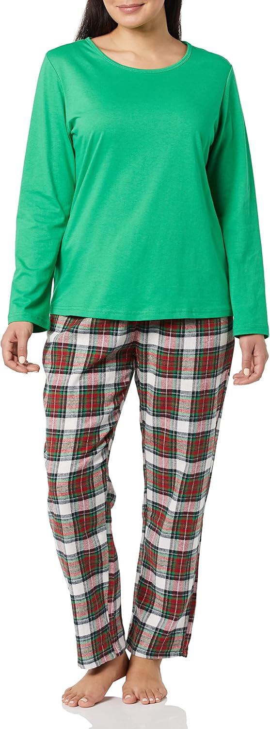 AmeriMark Womens 2-Piece Flannel Pajama Set for Cozy Nights
