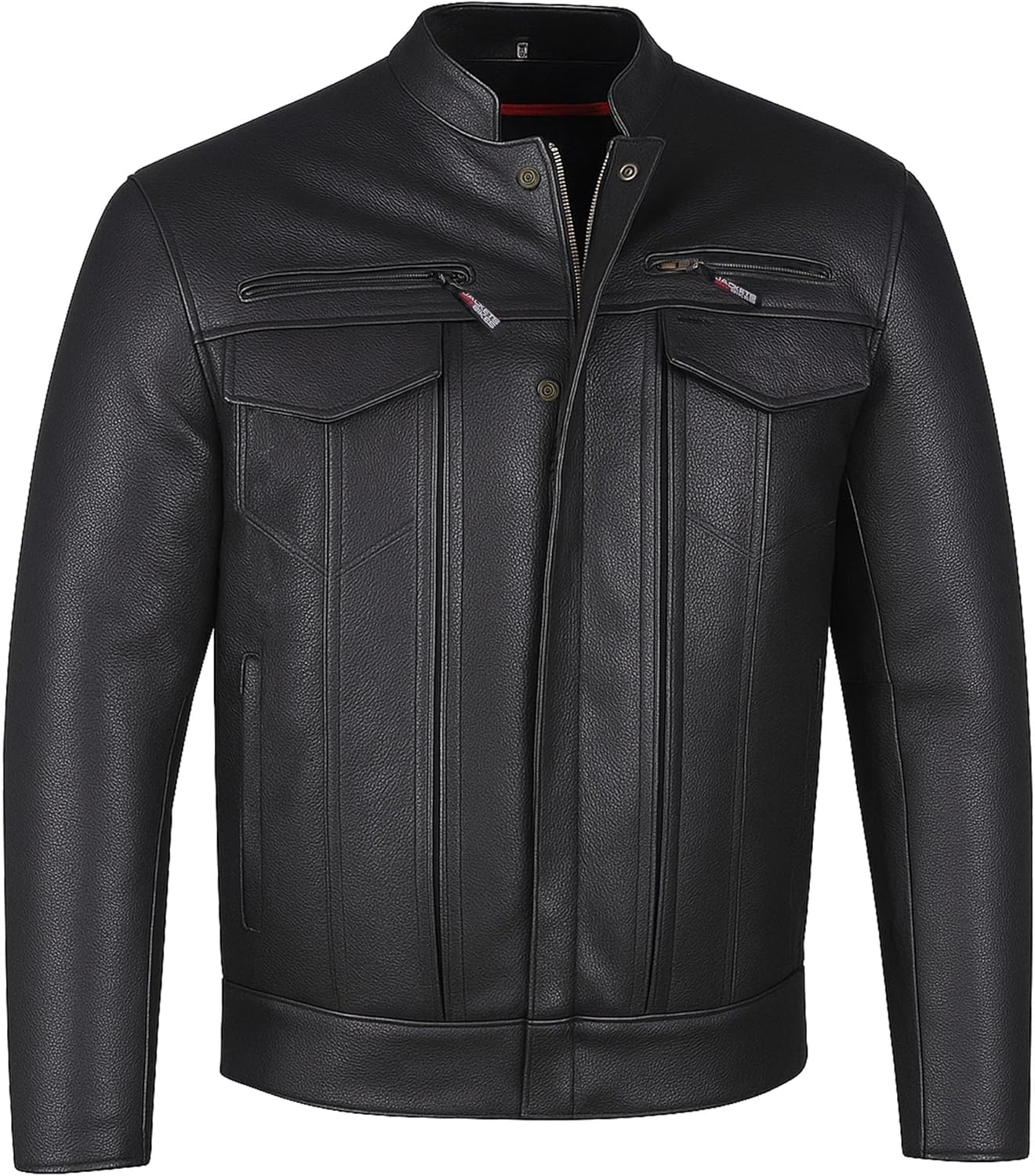 Premium Buffalo Leather Motorcycle Jacket for Men with CE Armor
