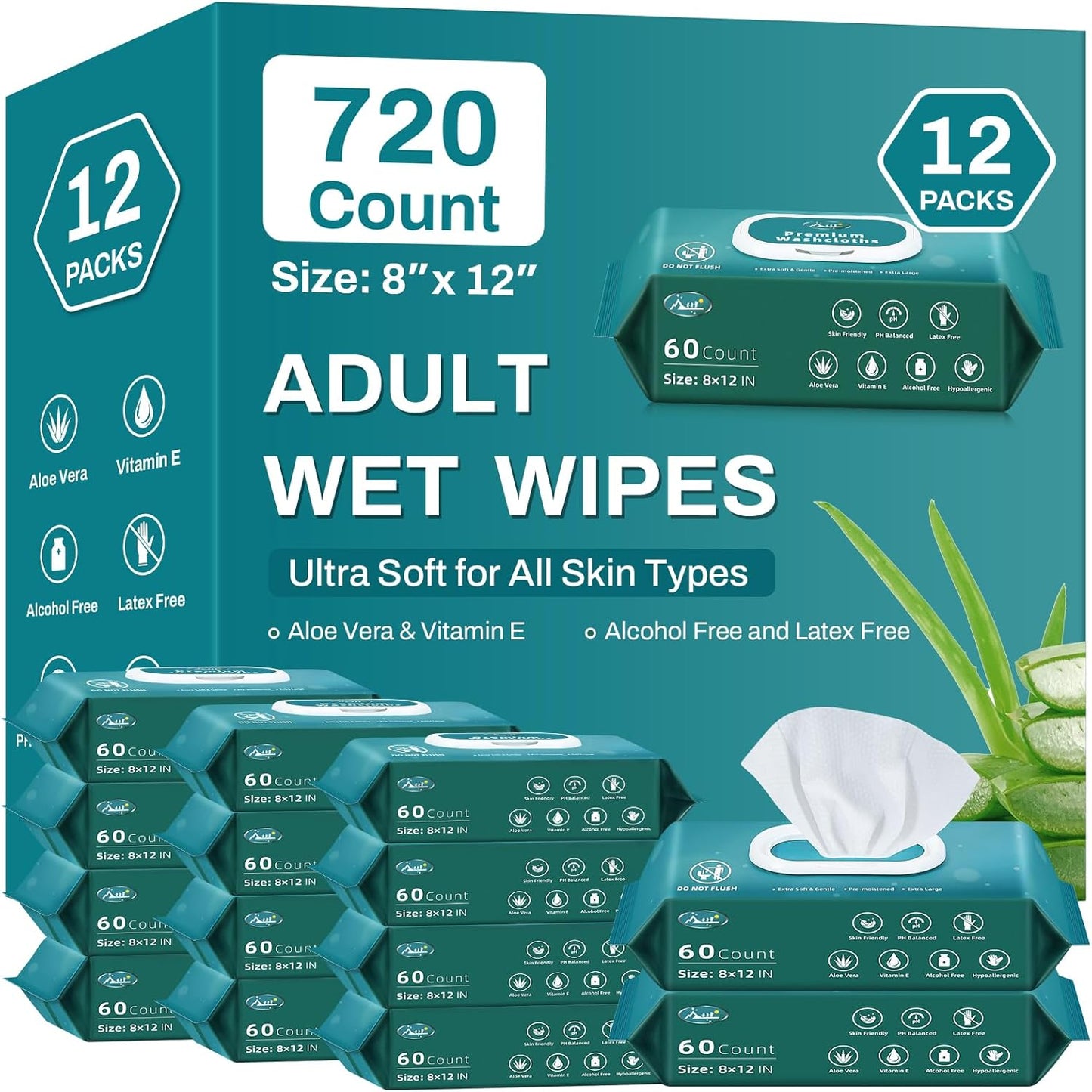 720 Count Extra Large Wipes for Adults - Ideal for Incontinence