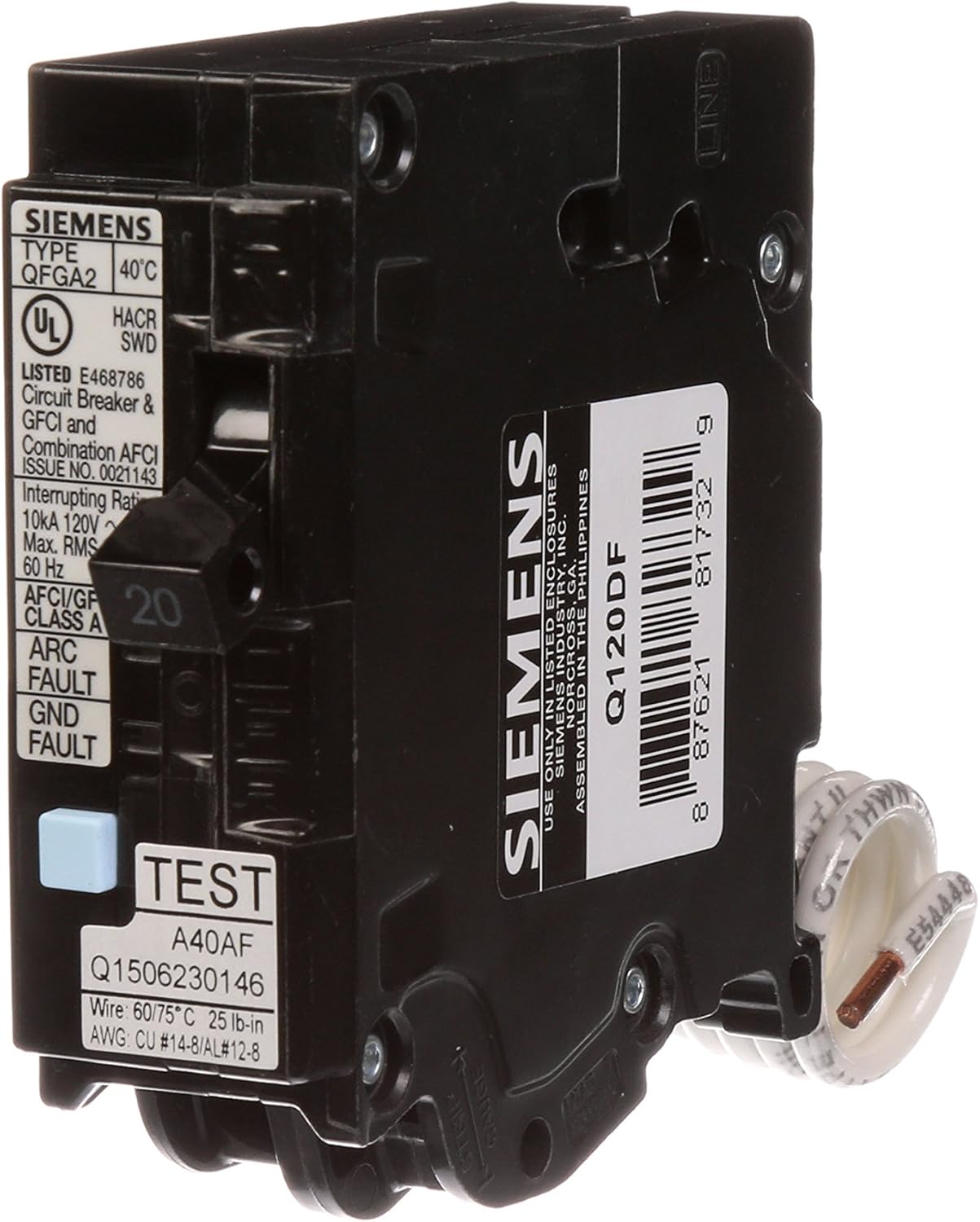 SIEMENS Q120DF 20-Amp Afci/Gfci Dual Function Circuit Breaker