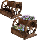 2PCS Wooden Wagon Planter Box Garden Cart - Decorative Patio Planter