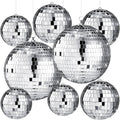 Large Disco Ball Set Silver Mirror Balls for Party Decoration - Retro