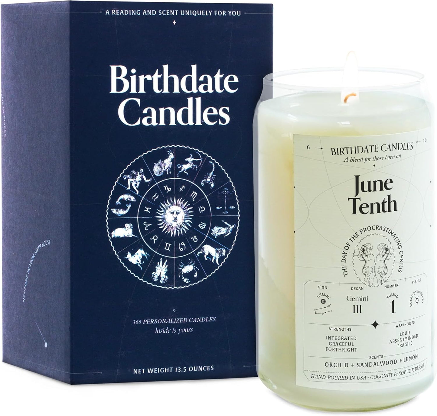 Gemini Zodiac Scented Birthday Candle for June 10 Celebration