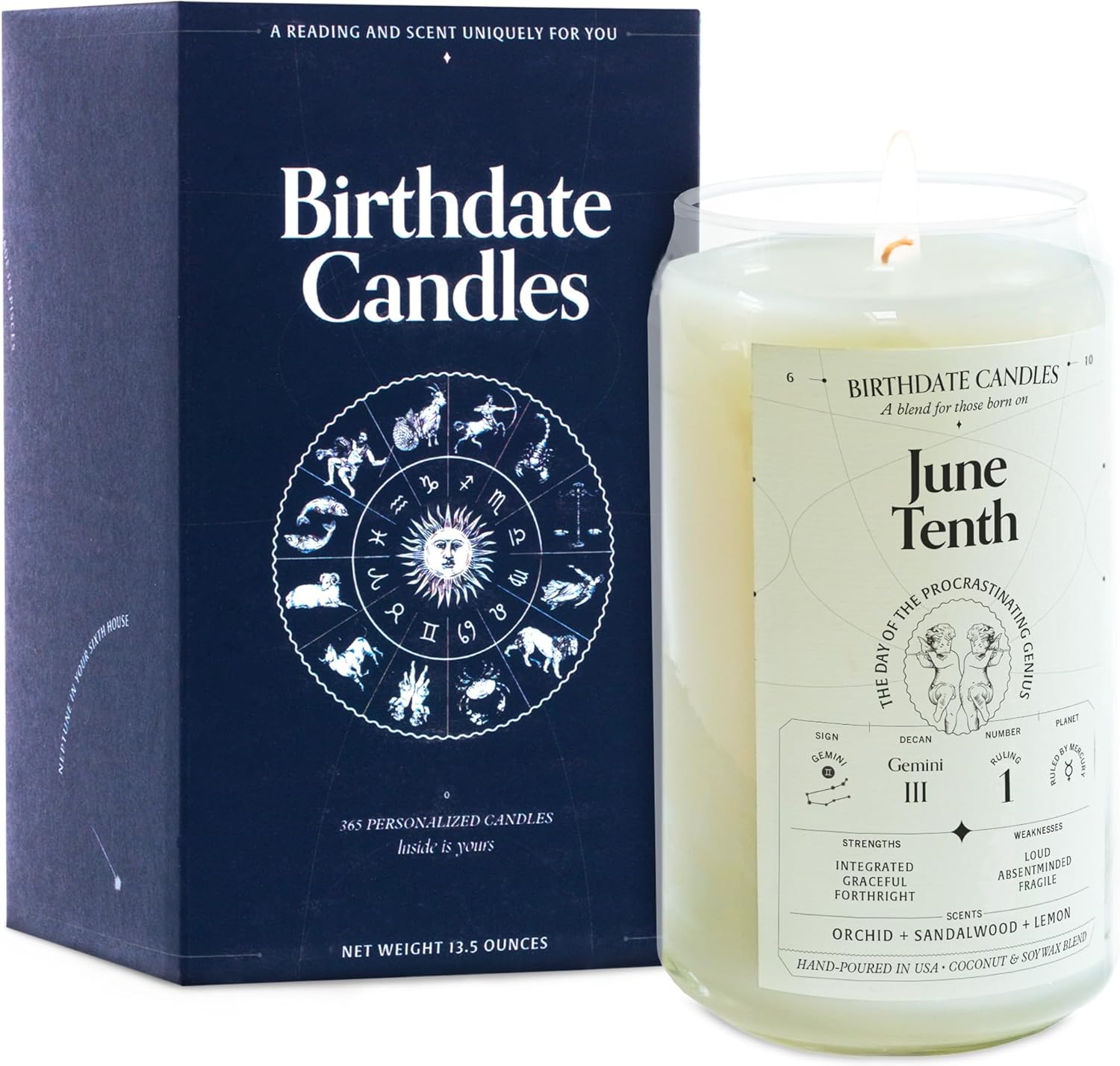 Gemini Zodiac Scented Birthday Candle for June 10 Celebration