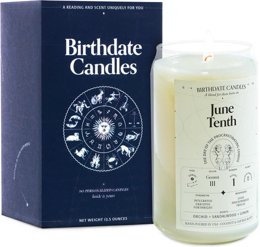 Gemini Zodiac Scented Birthday Candle for June 10 Celebration