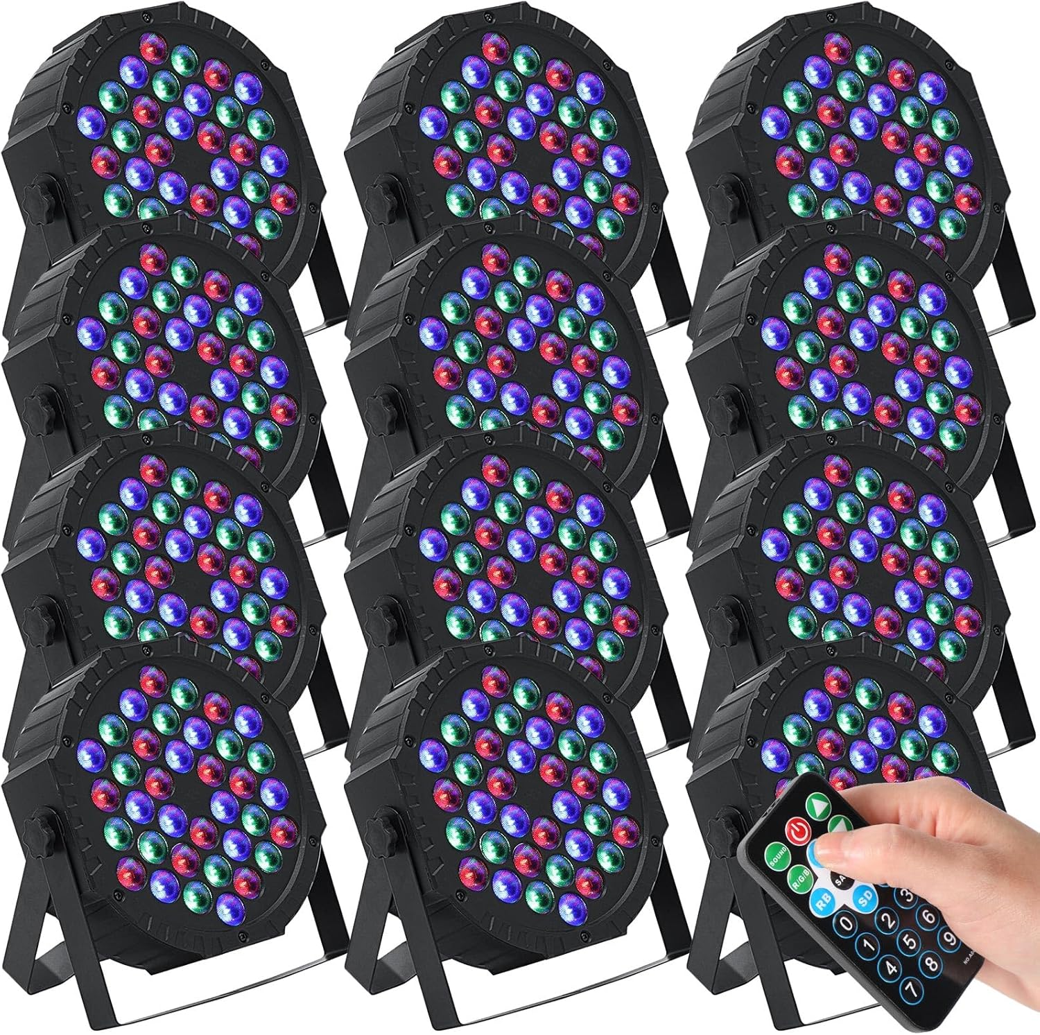 12 Packs 36 LED Stage Lights for Events with Remote Control