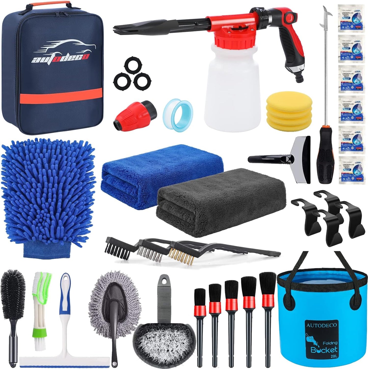 AUTODECO 35Pcs Car Wash Detailing Kit for Complete Cleaning