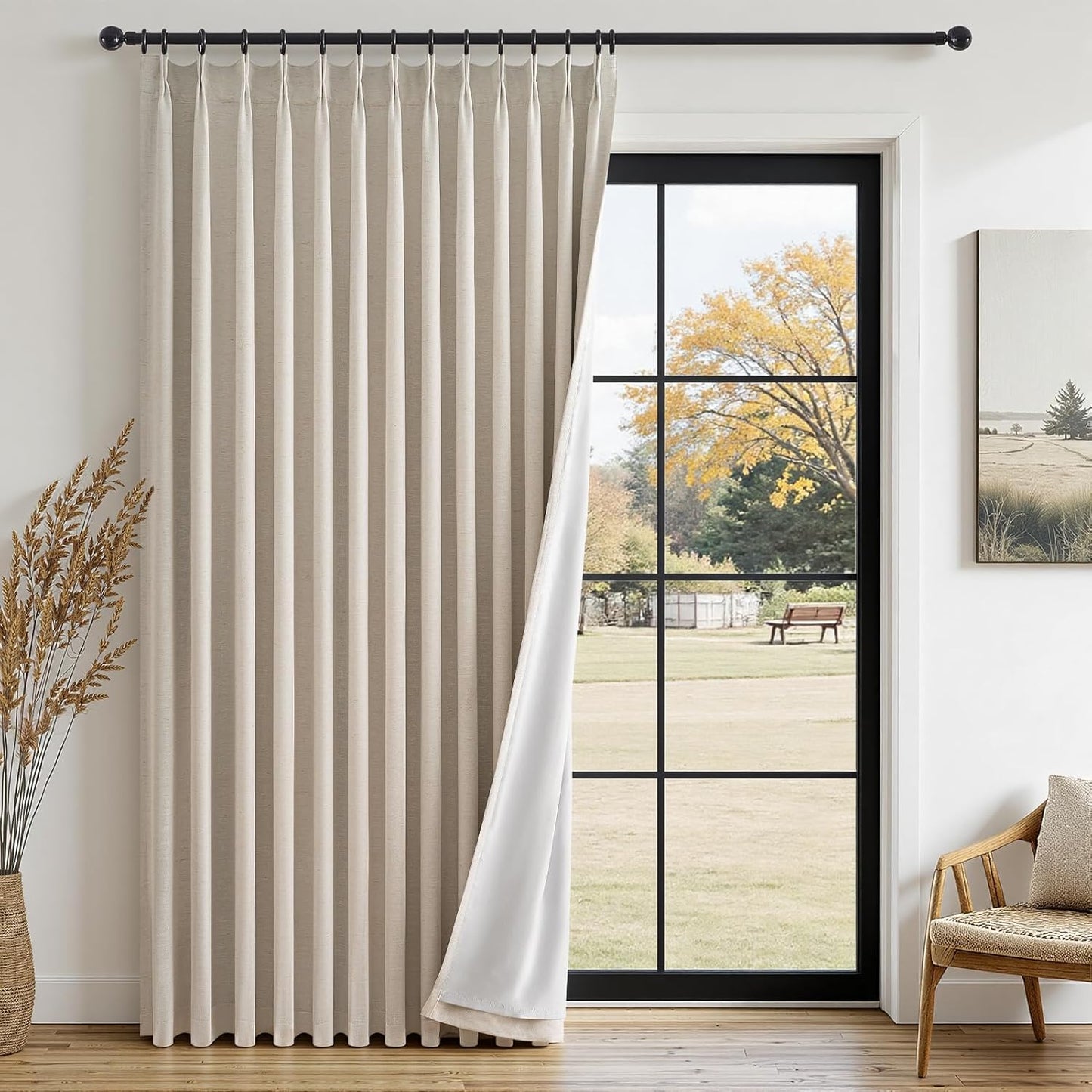 Topfinel 102 Inch Beige Blackout Curtains for Total Darkness