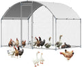 Large Metal Chicken Coop with Run 9.8 x 6.5 x 6.5ft - Weatherproof