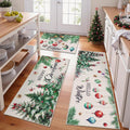 Topotdor Christmas Kitchen Rugs Set of 3 - Festive Non-Slip Washable