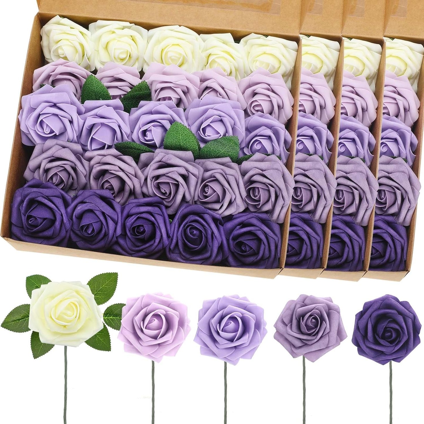 100 Pieces Artificial Foam Rose Flowers for Wedding Decor