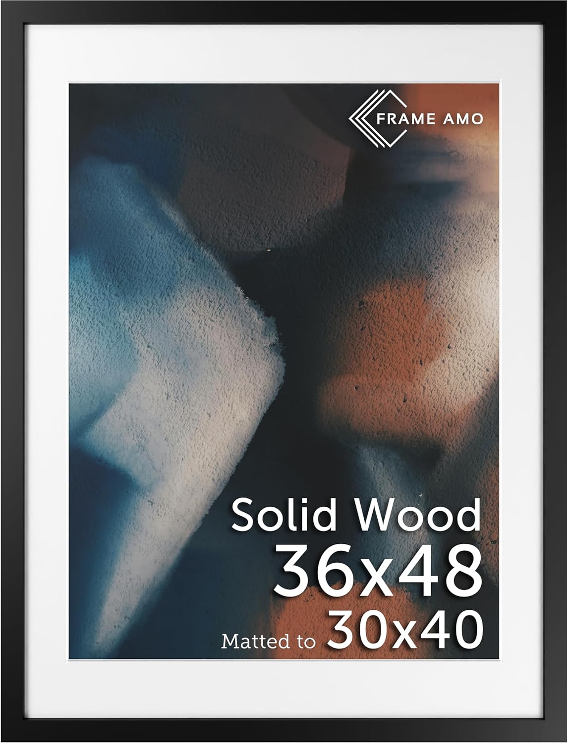 Solid Wood Poster Frame 36x48 with Mat for 30x40 Images