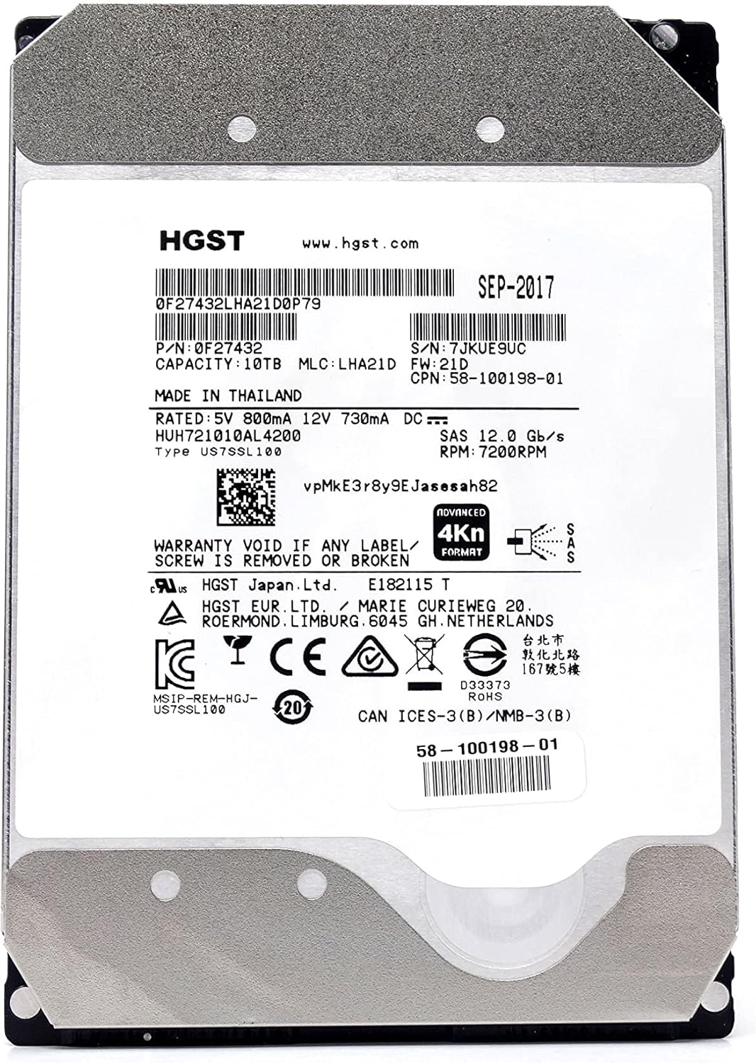 Renewed HGST Ultrastar He10 10TB HDD - Fast 7.2K Speed