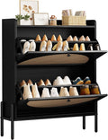 Rattan Shoe Cabinet with 2 Flip Drawers - Slim Entryway Storage