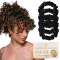 Mulberry Silk Scrunchies for Curly Hair - Onyx Midi Pack of 4