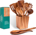 Wooden Cooking Utensils Set for Kitchen - 11-Piece Acacia Wood Set