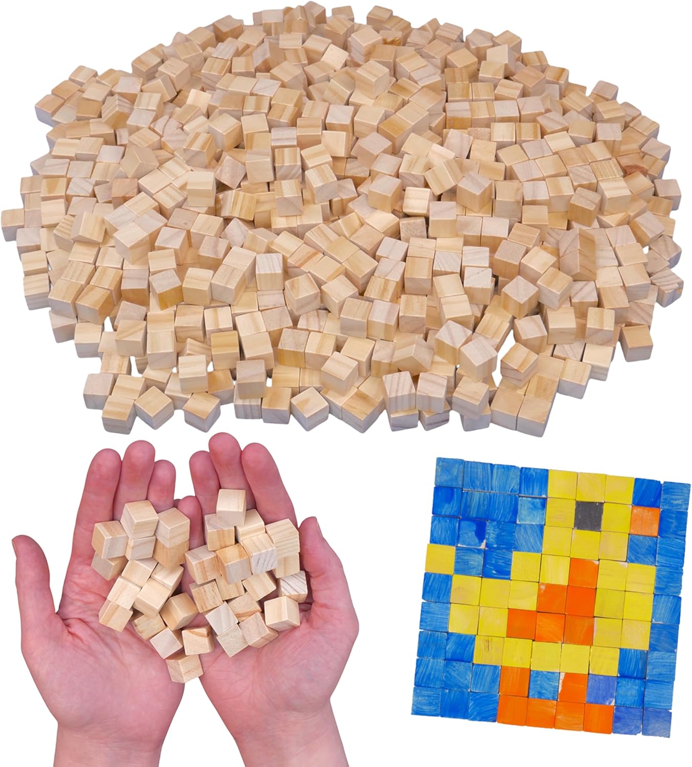 1/2-Inch Unfinished Wood Craft Cubes for DIY Projects and Arts