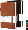 Pocket Notebook 2-Pack A6 Mini Lined Journal - Durable Leather