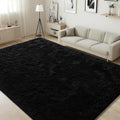 Black Shag Rug 5x8 ft - Soft Fluffy Area Rug for Living Room