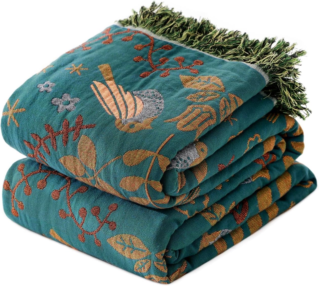 King Throw Blanket for Bed 100% Cotton Boho Ultra Soft Quilt