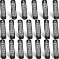 20 Pack LED Emergency Strobe Lights 6 LED Amber White - Vehicle