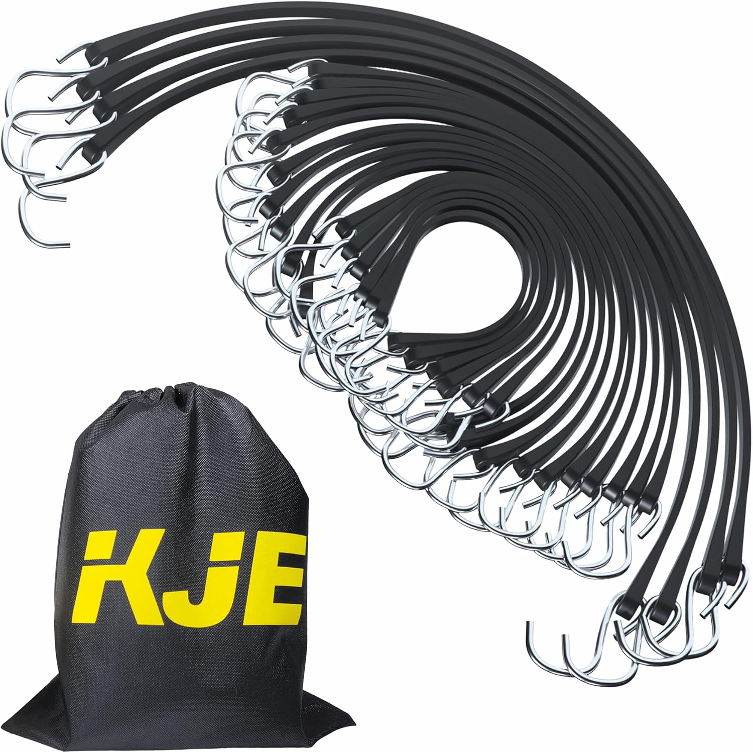 KJE 20Pack Rubber Bungee Cords with S Hooks for Secure Tie Downs