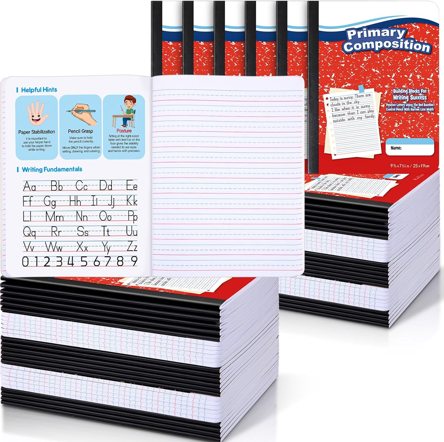 60 Pack Primary Journal 50 Sheets - Red
