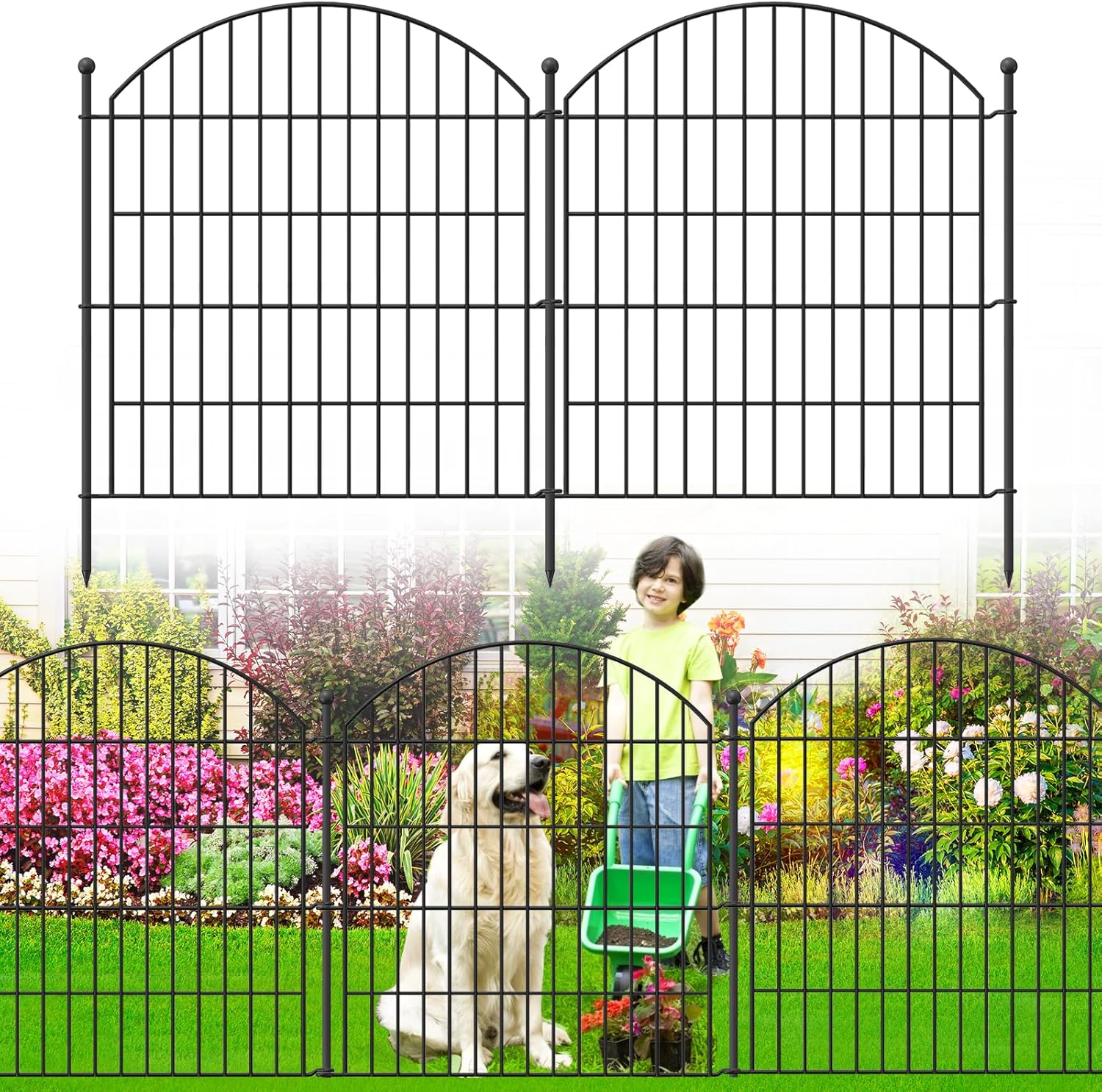 Decorative Garden Fence 32in x12ft, No Dig Animal Barrier