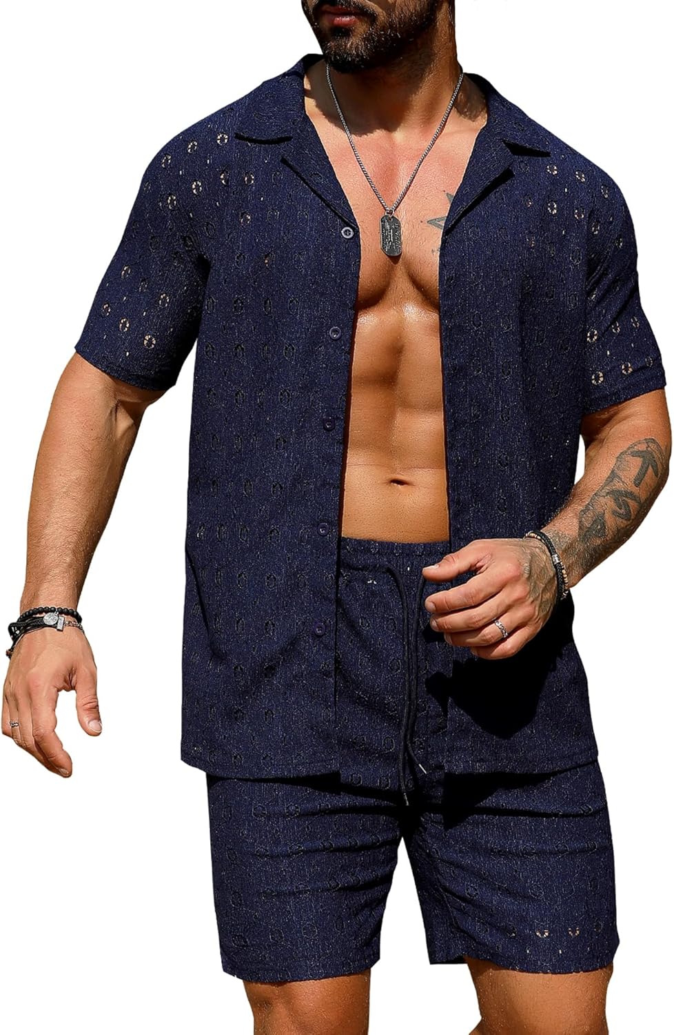 URRU Men's 2 Piece Outfits Summer Beach Set for Stylish Comfort