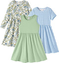 Toddler Girl Floral Skater 3-Pack Dresses - Soft Cotton-Blend Set