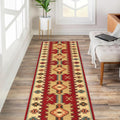 Custom Size Red Bohemian Kilim Runner Rug 22in Wide - Non-Slip Hallway