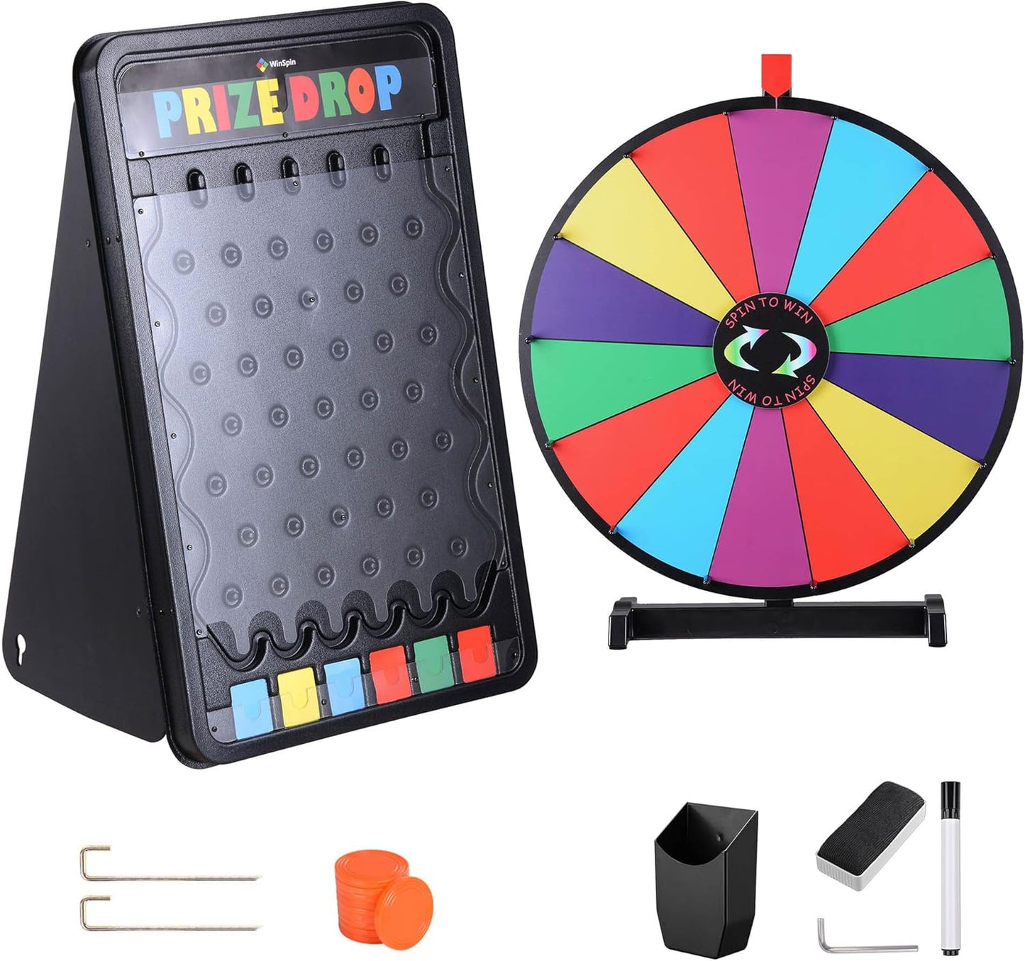 WinSpin 24in Spinning Color Prize Wheel & Prize Drop Board Game