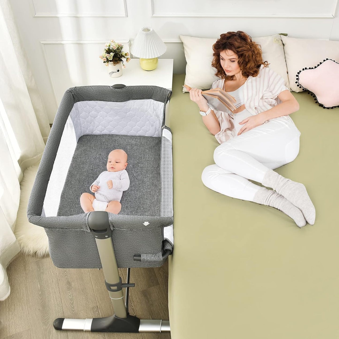 BABY JOY Portable Travel Sleeper Bedside Crib for Infants