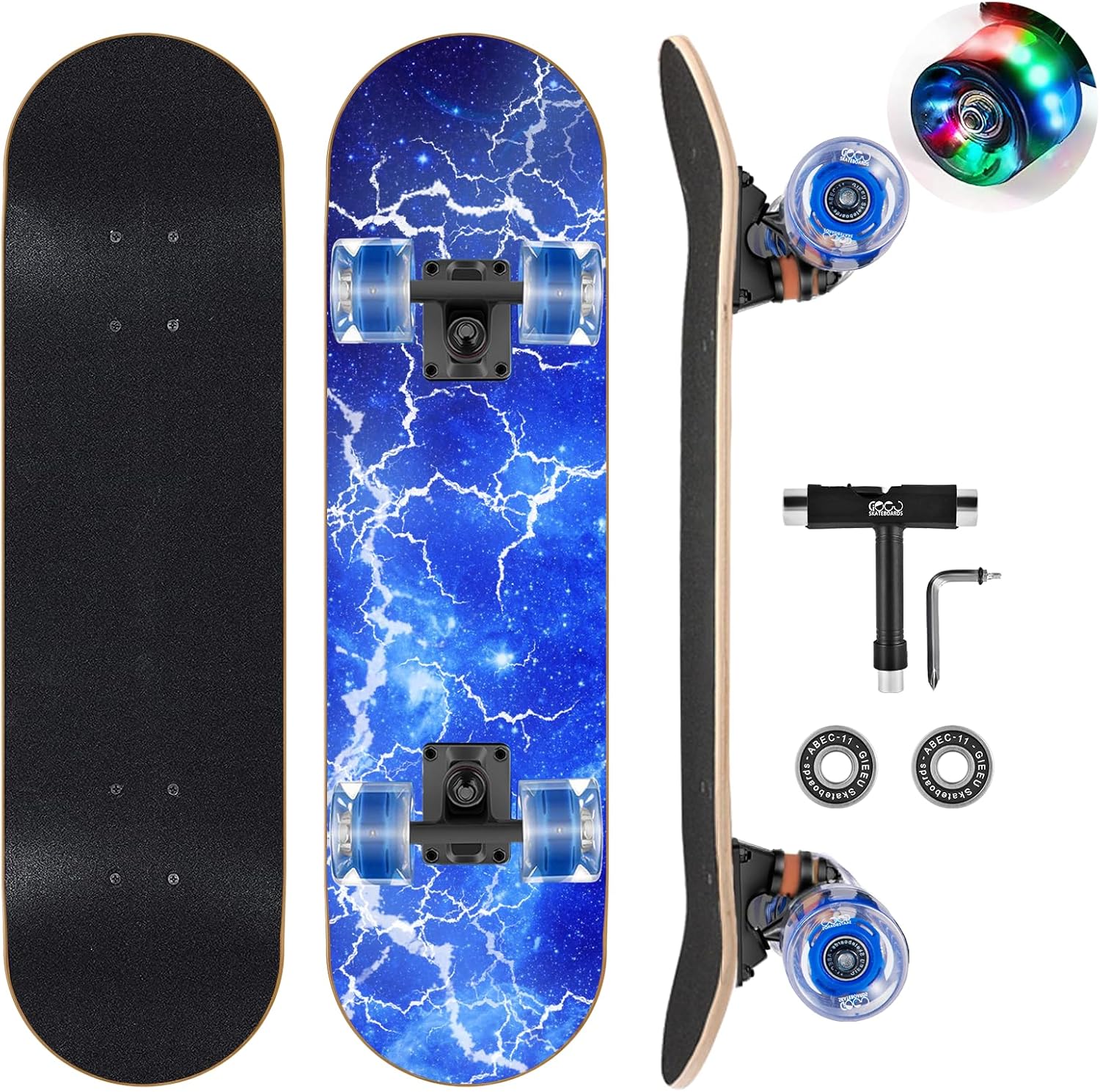 Skateboards with Colorful Flashing Wheels for All Riders