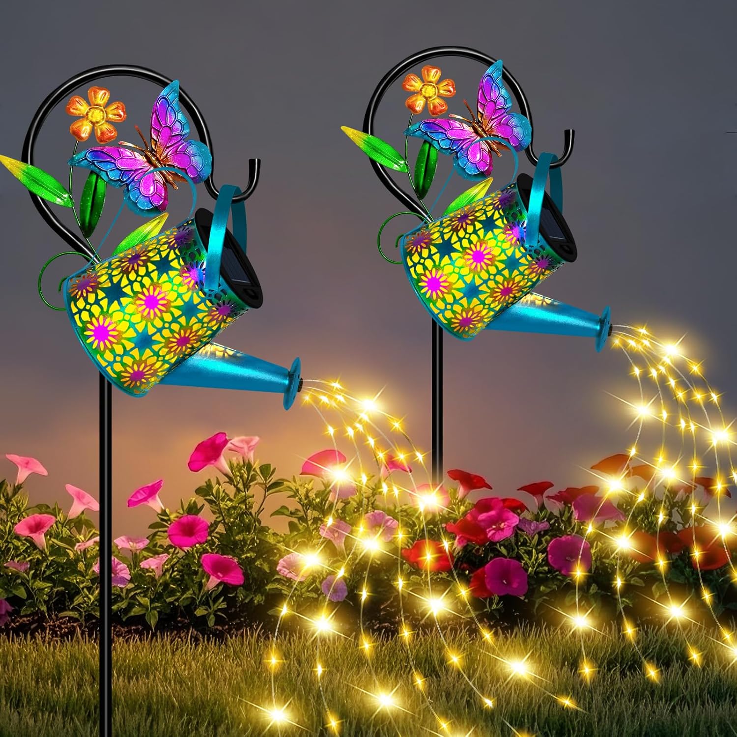 Solar Watering Can with Lights for Outdoor Garden Decoration